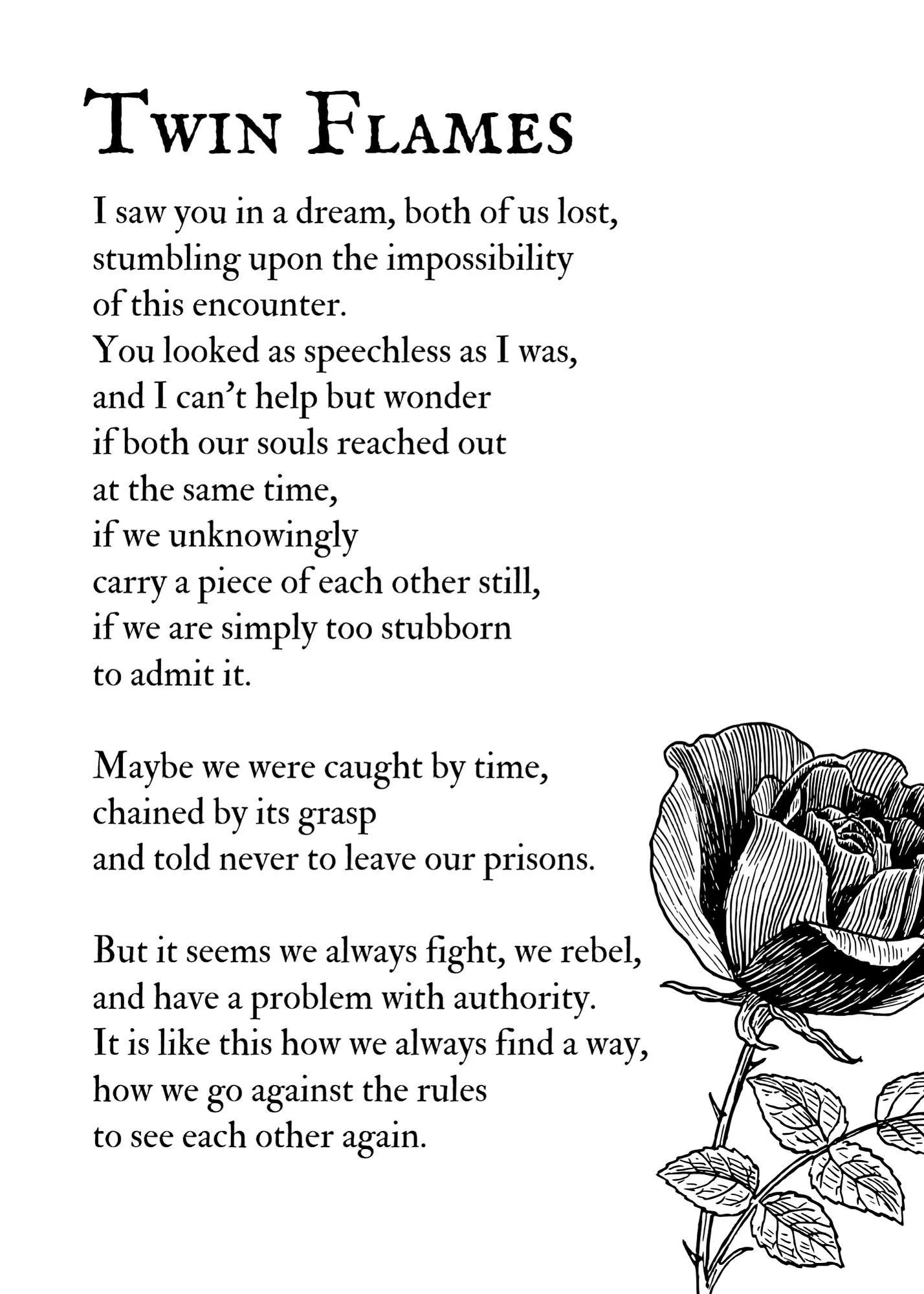 Twin Flames - A Poem for Lovers Through Time | Poster Print